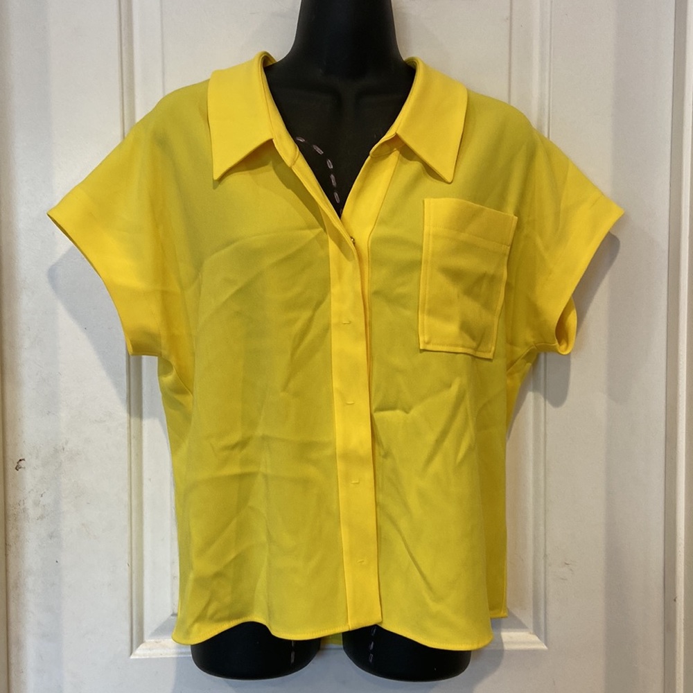 Paul’s Ka Paris fashion v neck lemon yellow blouse